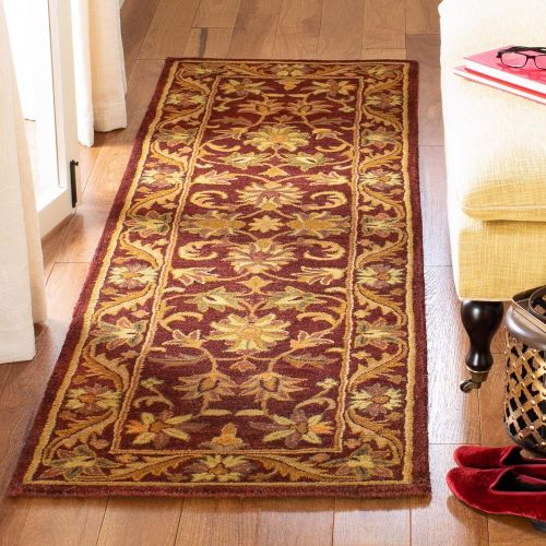  Safavieh Antiquities Collection AT52A Handmade Traditional Oriental Olive and Gold Wool Square Area Rug (6 Square)