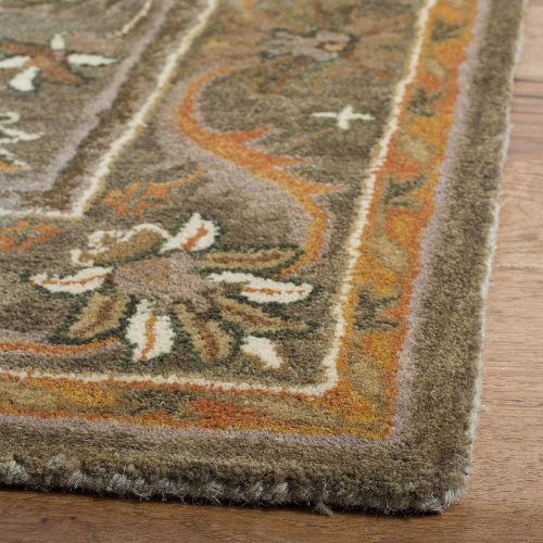  Safavieh Antiquities Collection AT52A Handmade Traditional Oriental Olive and Gold Wool Square Area Rug (6 Square)