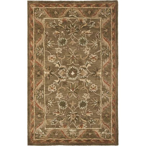  Safavieh Antiquities Collection AT52A Handmade Traditional Oriental Olive and Gold Wool Square Area Rug (6 Square)