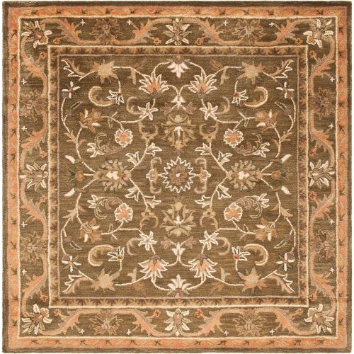  Safavieh Antiquities Collection AT52A Handmade Traditional Oriental Olive and Gold Wool Square Area Rug (6 Square)