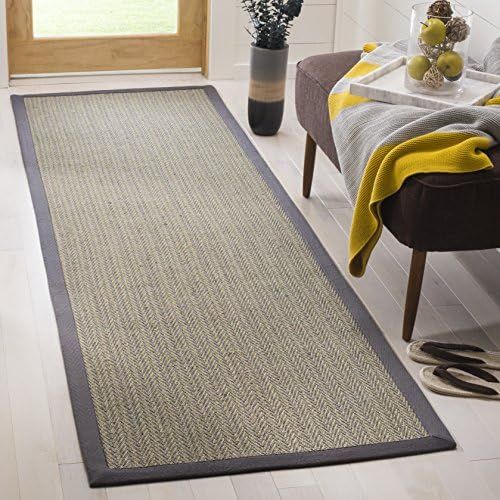  Safavieh Natural Fiber Collection NF444A Herringbone Grey Brown and Grey Sisal Runner (26 x 10)