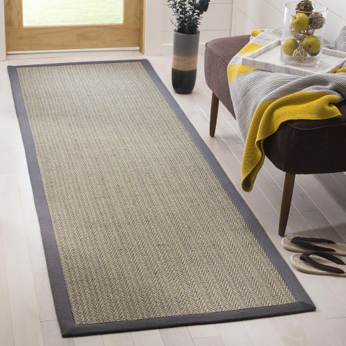  Safavieh Natural Fiber Collection NF444A Herringbone Grey Brown and Grey Sisal Runner (26 x 10)