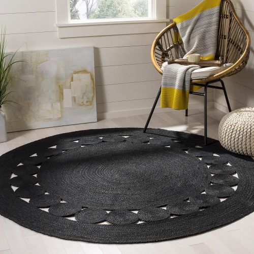  Safavieh NF364C-6R Natural Fiber Collection Grey Jute Round Area Rug, 6 Diameter