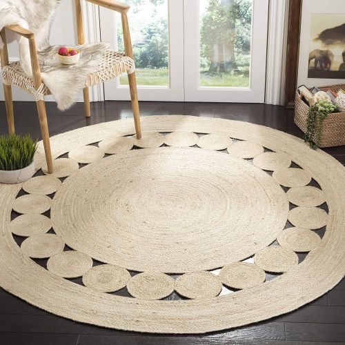  Safavieh NF364C-6R Natural Fiber Collection Grey Jute Round Area Rug, 6 Diameter