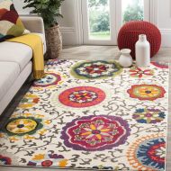 Safavieh Monaco Collection MNC233A Modern Colorful Floral Ivory and Multicolored Area Rug (10 x 14)