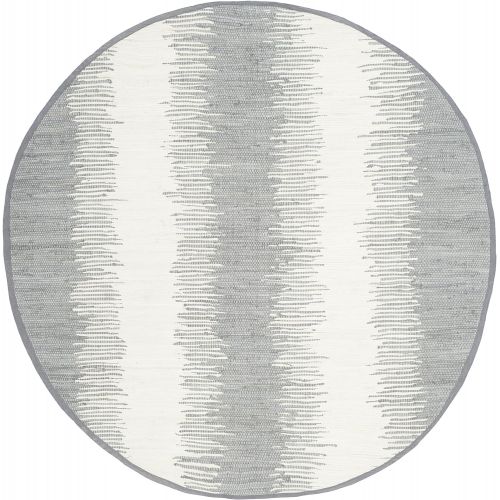  Safavieh Montauk Collection MTK751K Handmade Flatweave Grey Cotton Round Area Rug (6 Diameter)