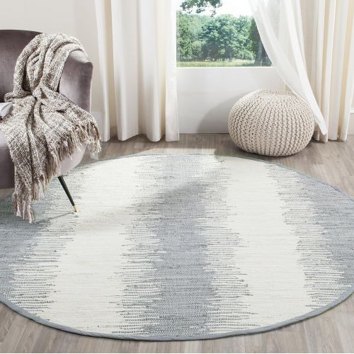  Safavieh Montauk Collection MTK751K Handmade Flatweave Grey Cotton Round Area Rug (6 Diameter)