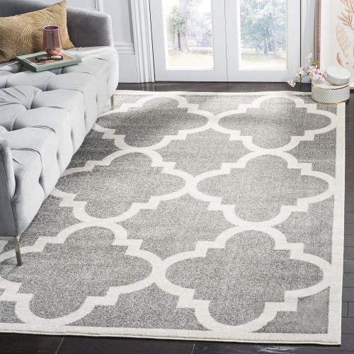  Safavieh Amherst Collection AMT423R Dark Grey and Beige Indoor Outdoor Area Rug (8 x 10)