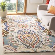 Safavieh Bella Collection BEL118A Handmade Ivory and Blue Premium Wool Runner (23 x 9)