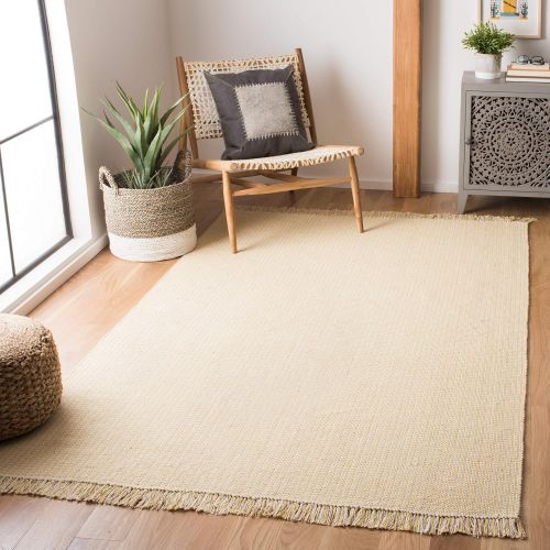  Safavieh Montauk Collection MTK340E Handmade Flatweave Ivory and Yellow Cotton Area Rug (5 x 8)