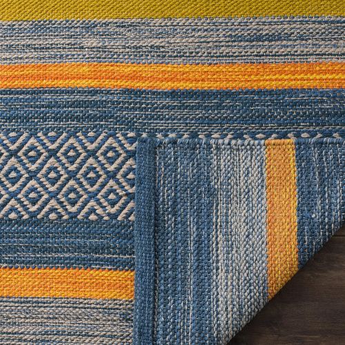  Safavieh Montauk Collection MTK213A Blue and Orange Area Rug (6 Square)
