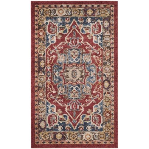  Safavieh Bijar Collection BIJ605R Traditional Oriental Vintage Red and Royal Blue Runner (23 x 8)