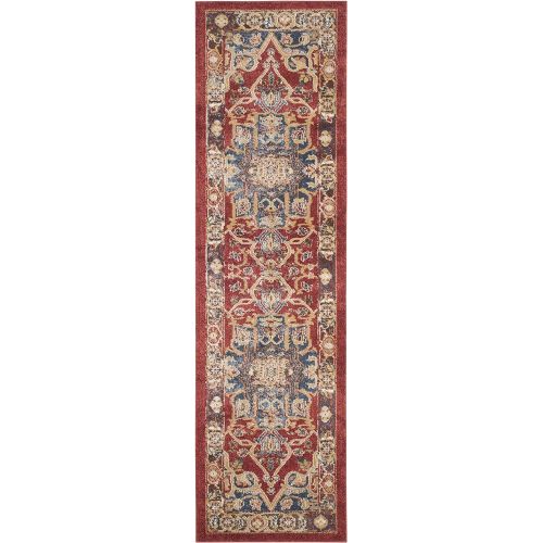  Safavieh Bijar Collection BIJ605R Traditional Oriental Vintage Red and Royal Blue Runner (23 x 8)