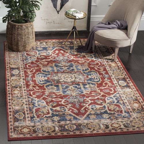  Safavieh Bijar Collection BIJ605R Traditional Oriental Vintage Red and Royal Blue Runner (23 x 8)