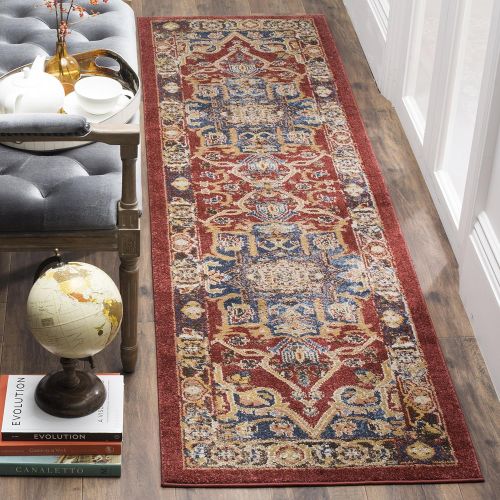  Safavieh Bijar Collection BIJ605R Traditional Oriental Vintage Red and Royal Blue Runner (23 x 8)