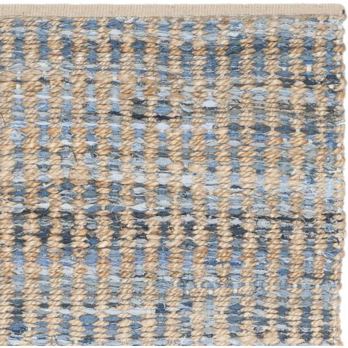 닌자 Safavieh Cape Cod Collection CAP352A Hand Woven Flatweave Natural and Blue Striped Jute Area Rug (6 x 9)