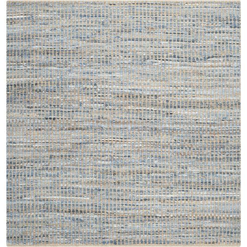 닌자 Safavieh Cape Cod Collection CAP352A Hand Woven Flatweave Natural and Blue Striped Jute Area Rug (6 x 9)