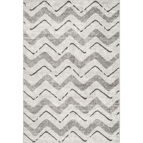  Safavieh Adirondack Collection ADR121P Silver and Charcoal Modern Chevron Area Rug (6 x 9)