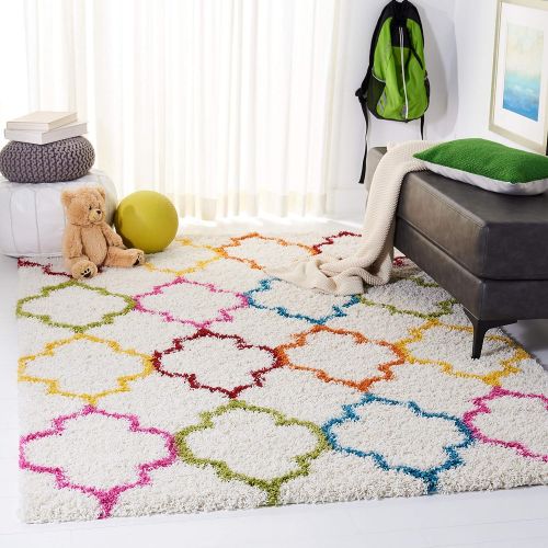  Safavieh Kids Shag Collection SGK569A Ivory and Multi Area Rug (4 x 6)