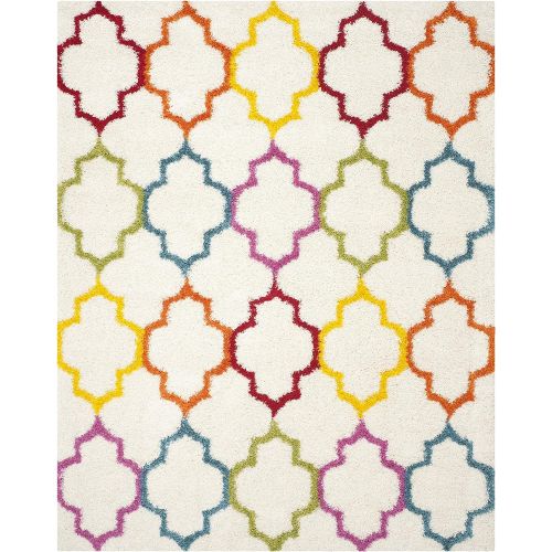  Safavieh Kids Shag Collection SGK569A Ivory and Multi Area Rug (4 x 6)