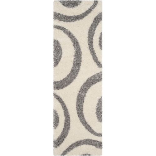  Safavieh Portofino Shag Collection PTS213A Ivory and Grey Area Rug (8 x 10)