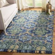 Safavieh Blossom Collection BLM422A Floral Vines Navy and Green Premium Wool Area Rug (4 x 6)