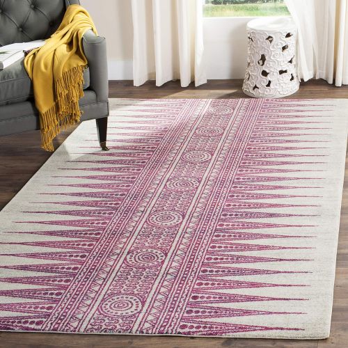  Safavieh EVK226F-4 Area Rug, 4 x 6, IvoryFuchsia