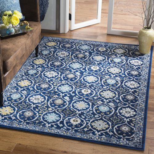  Safavieh Evoke Collection EVK210C Contemporary Ivory and Blue Area Rug (51 x 76)