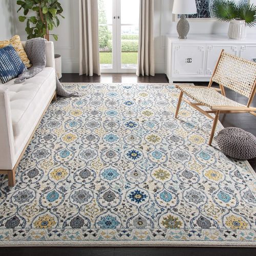  Safavieh Evoke Collection EVK210C Contemporary Ivory and Blue Area Rug (51 x 76)