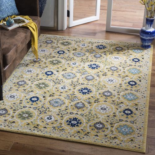  Safavieh Evoke Collection EVK210C Contemporary Ivory and Blue Area Rug (51 x 76)