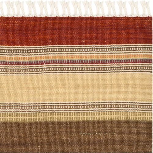  Safavieh Striped Kilim Collection STK317A Hand Woven Green Premium Wool Area Rug (4 x 6)