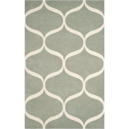  Safavieh Cambridge Collection CAM730G Grey and Ivory Moroccan Ogee Area Rug (5 x 8)