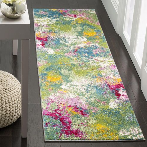  Safavieh Water Color Collection WTC697C Green and Fuchsia Area Rug, 4 x 6