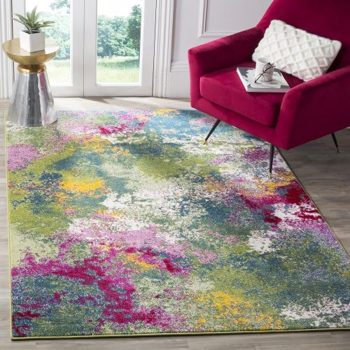  Safavieh Water Color Collection WTC697C Green and Fuchsia Area Rug, 4 x 6