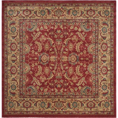  Safavieh Mahal Collection MAH699A Traditional Oriental Red and Natural Square Area Rug (6 7)