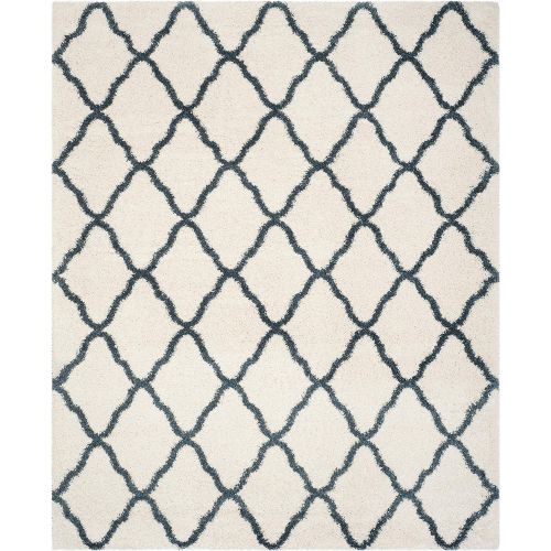  Safavieh Hudson Shag Collection SGH283T Ivory and Slate Blue Moroccan Geometric Area Rug (8 x 10)