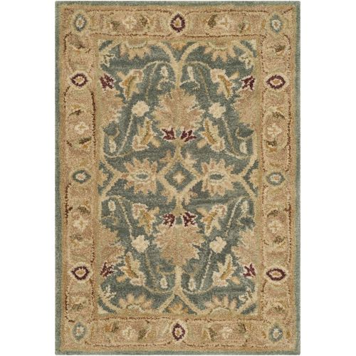  Safavieh Antiquities Collection Handmade Traditional Oriental Teal Blue and Taupe Wool Area Rug (6 x 9)