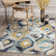 Safavieh Monaco Collection MNC242F Modern Geometric Ogee Watercolor Multicolored Distressed Area Rug (4 x 57)