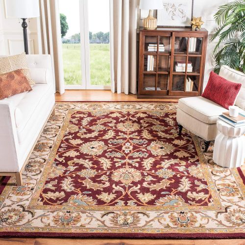  Safavieh Heritage Collection HG628D Handcrafted Traditional Oriental Red and Ivory Wool Area Rug (5 x 8)