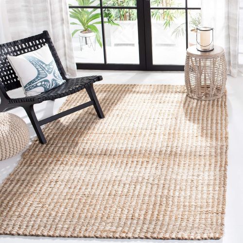  Safavieh Natural Fiber Collection NF734A Hand Woven Natural and Ivory Jute Runner (23 x 7)