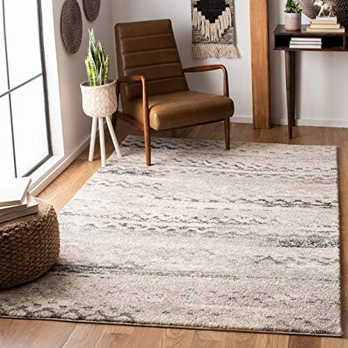  Safavieh Retro Collection RET2136-1180 Modern Abstract Cream and Grey Area Rug (5 x 8)