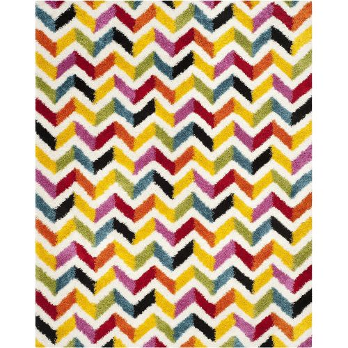  Safavieh Kids Shag Collection SGK565A Ivory and Multi Area Rug (53 x 76)