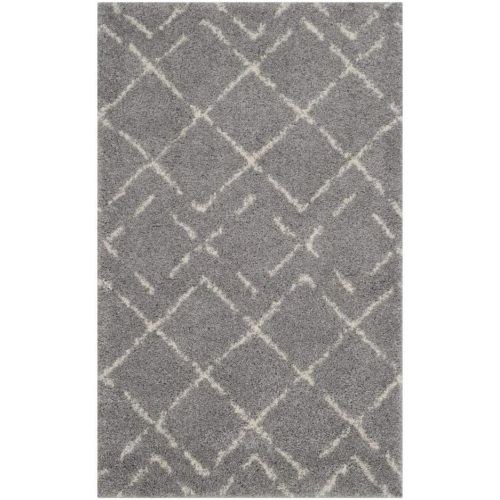  Safavieh Arizona Shag Collection ASG743A Southwestern Diamond Geometric Ivory and Beige Area Rug (9 x 12)