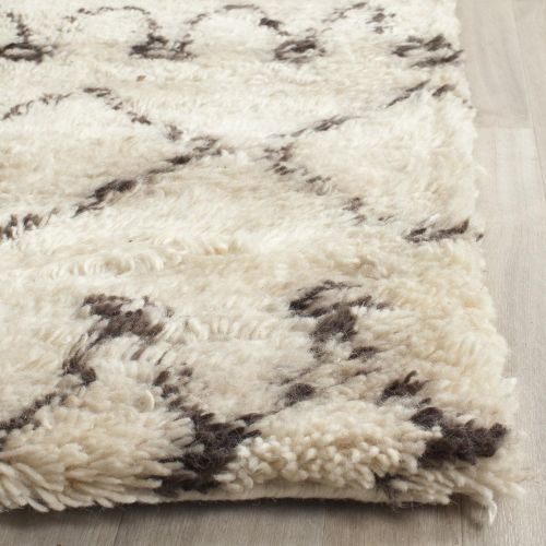  Safavieh Casablanca Shag Collection CSB851A Southwestern Ivory and Natural Premium Wool & Cotton Area Rug (3 x 5)