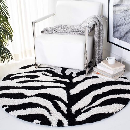  Safavieh Zebra Shag Collection SG452-1290 Ivory and Black Area Rug (4 x 6)