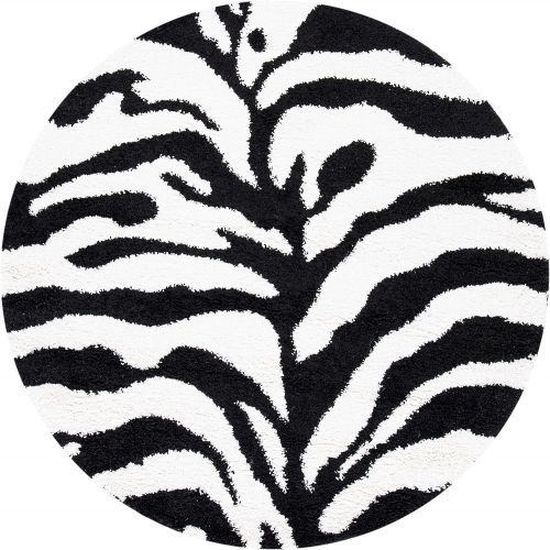  Safavieh Zebra Shag Collection SG452-1290 Ivory and Black Area Rug (4 x 6)