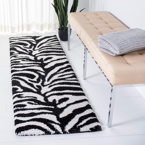  Safavieh Zebra Shag Collection SG452-1290 Ivory and Black Area Rug (4 x 6)