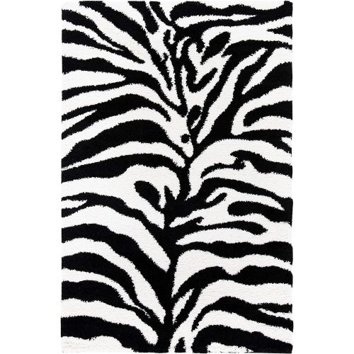  Safavieh Zebra Shag Collection SG452-1290 Ivory and Black Area Rug (4 x 6)