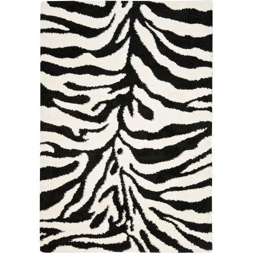  Safavieh Zebra Shag Collection SG452-1290 Ivory and Black Area Rug (4 x 6)