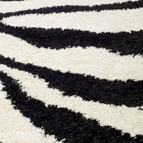  Safavieh Zebra Shag Collection SG452-1290 Ivory and Black Area Rug (4 x 6)